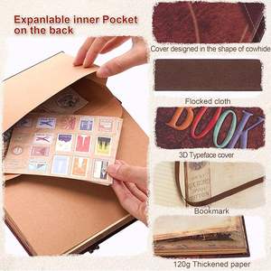 Nuestro <span class=keywords><strong>Libro</strong></span> de Aventuras, Diario de Tapa Dura, Álbum de Recortes, Álbum de Fotos, Estilo Retro, Cubierta con Letras en Relieve, Diario de Viaje, Álbum de Recortes - Product Image 4