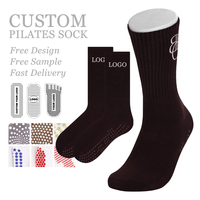 Chaussettes de yoga antidérapantes professionnelles pour le sport en salle, chaussettes en coton tricotées avec grip pour le Pilates, la danse et la corde à sauter, pour femmes