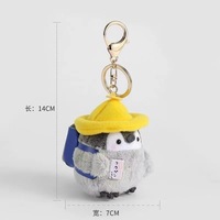 Porte-clés décapsuleur pingouin 3D mignon en peluche, 14 cm, rembourré en coton PP doux, imprimé UV, breloque animal en peluche, collier de perles