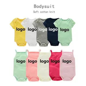 Wholesale Baby Boy Romper Sets Summer Plain Organic Baby Girl Jumpsuit Bodysuit