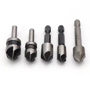 Juego de 5 brocas avellanadoras negras de 82 grados HSS con vástago hexagonal para aplicaciones de perforación industrial - Product Image 1