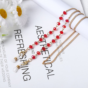 Chaîne <span class=keywords><strong>de</strong></span> lunettes <span class=keywords><strong>de</strong></span> soleil en cristal métallique rose pour femmes, sangles <span class=keywords><strong>de</strong></span> cou colorées à la mode, <span class=keywords><strong>cordon</strong></span> avec cadeau gratuit, pièces <span class=keywords><strong>de</strong></span> lunettes - Product Image 4