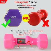 Haltères hexagonaux colorés en vinyle, finition mate ou brillante au choix, pour la mise en forme corporelle à domicile pour femmes, poids multiples de 0,5 à 10 kg