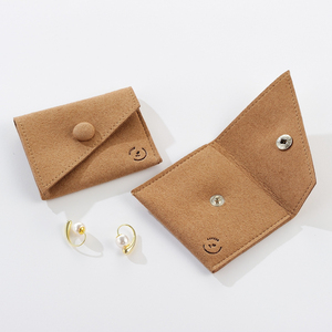 1mm Thick High Quality Microfiber Button Jewelry Packaging <b>Gift</b> Pouch Packaging Jewelry Bag Pouch with Oblique Flap - Product Image 2
