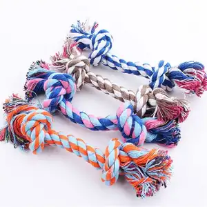 Factory Price Double pet toy grinding bit resistant colored cotton rope toy teddy chew dog toys for pets