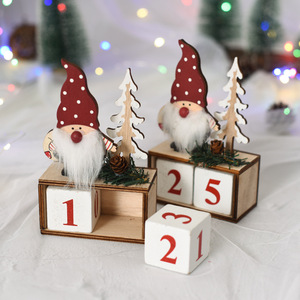Soporte de madera para calendario navideño con gnomos de Santa Claus y árboles, exhibición decorativa de cuenta regresiva para decoración navideña del hogar - Product Image 3