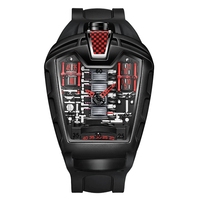 Montre Concept pour Homme avec Boîtier en Forme de Bouclier, Mécanisme d'Affichage à Rouleaux et Bracelet Intégré