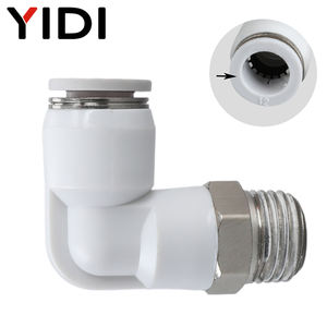 อุปกรณ์ดันเข้าท่ออากาศ <span class=keywords><strong>PL</strong></span> L-Type ข้อศอก1/8 1/4 3/8 1/2 BSP R เกลียวตัวผู้ไปเป็น4 6 8 10 12 14 16มม. - Product Image 2