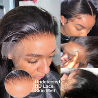 Perruque bouclée indienne naturelle en cheveux vierges péruviens 12A, sans colle, avec dentelle frontale HD, vente en gros pour revendeurs
