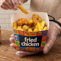 Boîtes d'emballage alimentaire à emporter personnalisées avec logo, recyclables, avec poignée, pour hamburgers, frites, poulet frit, hot-dogs, en papier