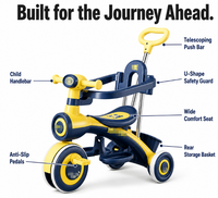 Tricycle 3 roues pour enfant de 2 à 4 ans, tricycle bébé 3 en 1, poussette vélo, tricycle enfant de haute qualité