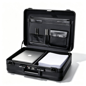 Valigetta Rigida in Alluminio Nero per Laptop con Serratura a Combinazione, Valigetta Portatile per Documenti e Laptop da Lavoro - Product Image 6