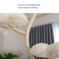 Arbre à chat multi-niveaux en fer forgé de luxe moderne, tour robuste avec nichoir métallique à étages pour grands chats