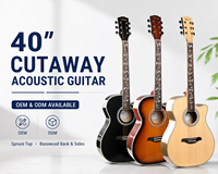 Wholesale 40 Inch Acoustic Guitar Spruce Top Cutaway Folk Guitar OEM ODM Factory