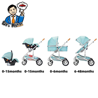 Lorda Poussette de luxe 3 en 1 pour bébé Landau de voyage pliable avec panier de transport Poussette pour bébés