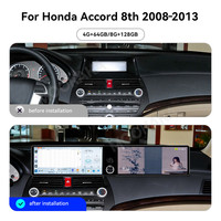 Radio MOOKAKA Dual de 12.3 Pulgadas para Honda Accord 8.ª Generación 2008-2013, Reproductor de Video con Pantalla Táctil Inalámbrica CarPlay, Android 14 4G, GPS