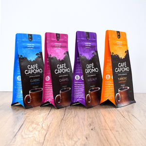 Custom Printed Design Flat Bottom Coffee Beans Resealable Packaging Pouch <b>Tea</b> Coffee <b>Empty</b> Packaging <b>Bags</b> - Product Image 2