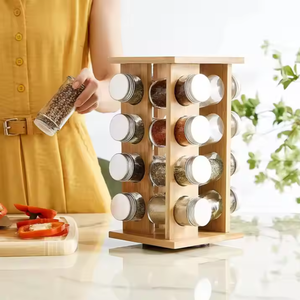 Premium 4 5 -Tier Round Natural Bamboo Rotating Spice 20 Frascos Estante giratorio Organizador Estante gira <span class=keywords><strong>para</strong></span> utensilios de cocina de conveniencia - Product Image 2