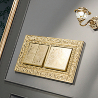 Plaque Murale Interrupteur Prise en Laiton Métallique Luxueux Style Ancien Vintage, Alimentation EU, pour Villa et Maison, 1/2/3 Gang 1/2 Voie