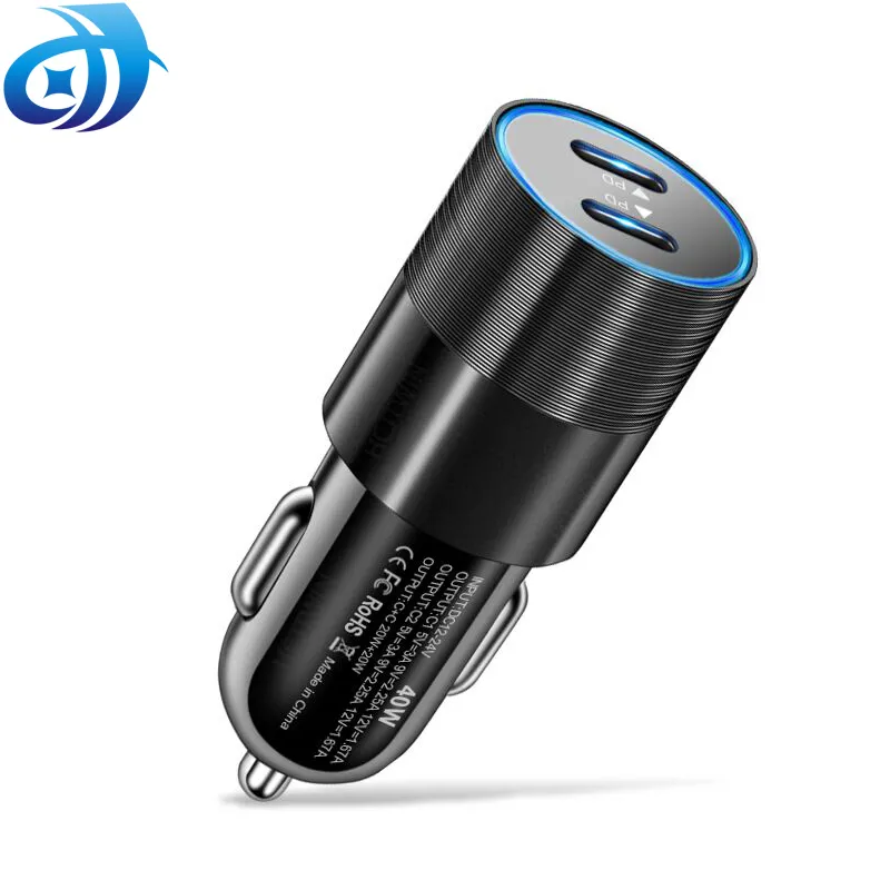 Car Charger For Cigarette Lighter PD Type C Fast Charging 5V3A Dual USB C Mobile Phone Power Adapter For Iphone 14 Samsung