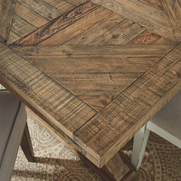 Table à manger rustique en bois massif avec base à chevalet pour meubles de restaurant, de café et de salle de banquet d'hôtel