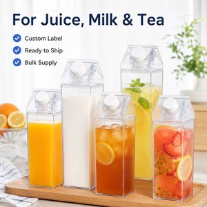 Botellas de Cartón para Leche PET Transparentes al por Mayor con Tapas de Rosca Herméticas para Jugos, Leche, Té, Café y Bebidas Frías - Product Image 4