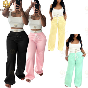 Canottiera sportiva alla moda da <span class=keywords><strong>donna</strong></span> <span class=keywords><strong>pantaloni</strong></span> <span class=keywords><strong>larghi</strong></span> a vita alta Set pantaloncini <span class=keywords><strong>estivi</strong></span> 2 pezzi con chiusura a coulisse - Product Image 2