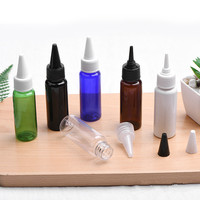50ml 60ml 100ml 150ml 200ml Bleu Blanc clair Noir PET Bouteilles En Plastique Huile De Cheveux Bouche Pointue Vis Twist Beak Top Cap Bouteille