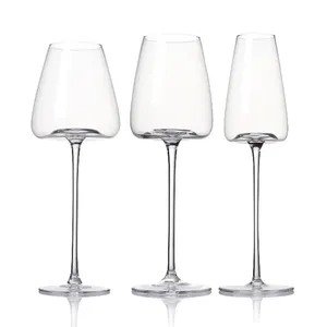 Jinbaijia lüks uzun kök şeffaf lüks özel Modern tarzı kurşunsuz kristal benzersiz cam kırmızı şarap şişesi üç parçalı Set
