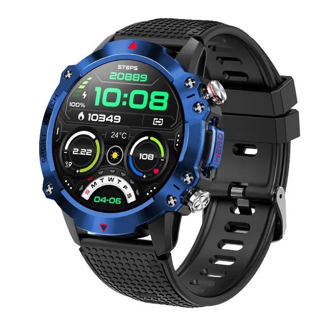 450mAh pin thể thao ngoài trời reloj kr10 Smartwatch 1.39 "vòng màn hình cảm ứng người đàn ông Đồng hồ đeo tay thông minh đồng hồ
