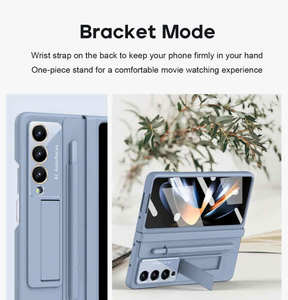 Funda de cuero con ranura para bolígrafo y soporte para Samsung Galaxy Z Fold 5 4, cubierta plegable sin soporte con película frontal de vidrio templado - Product Image 6