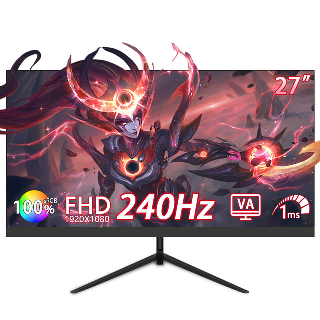 OEM ODM 27 Inch IPS Gaming Monitor 240Hz 1ms FHD Frameless DP for Port 1080p Anti-Blue Light Desktop Curved LCD Monitor