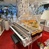 Piano à queue mécanique en acrylique cristallin doré à la main, instrument de musique de luxe moderne, clavier pour la maison, l'hôtel et les concerts