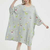 T-shirt de nuit long surdimensionné à col rond entièrement imprimé personnalisé, robe de nuit douce, t-shirt pour femmes, vêtements de détente, chemise de nuit pour femmes, pyjama