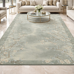 Tappeto di Lusso Orientale Floreale Annodato a Mano in Lana Neozelandese e Seta di Bambù, Misura Personalizzata <span class=keywords><strong>per</strong></span> Hotel e Ville - Product Image 1