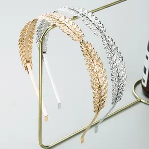 Custom Wholesale Fashion Metal Temperament Feather Leaves Headband For Makeup Women Headband Wholesale Hair Accessories