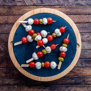 Plateau de service rond pour pique-nique en bambou avec plateau à fromage, ensemble de couteaux et <span class=keywords><strong>ardoise</strong></span> - Product Image 4