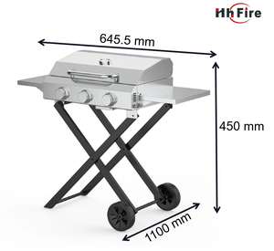 Grill à gaz professionnel multifonctionnel pour l'extérieur, 3 brûleurs, plaque de cuisson, barbecue - Product Image 5