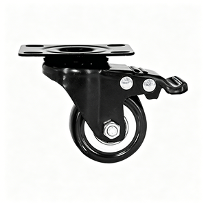 Roues doubles en polyuréthane PU de 4 pouces pour protection de sol, avec rivets creux et frein latéral, qualité supérieure pour rayonnages métalliques - Product Image 2