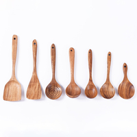 Ustensiles de cuisine en bois d'acacia, cuillères en bois inclinées pour la cuisine, spatule et cuillère en bois naturel