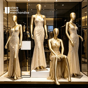 Maniquí de Mujer Elegante y de Lujo, Maniquí Femenino Dorado de Cuerpo Completo, Maniquí de Fibra de Vidrio para <span class=keywords><strong>Boutique</strong></span> de Ropa - Product Image 1