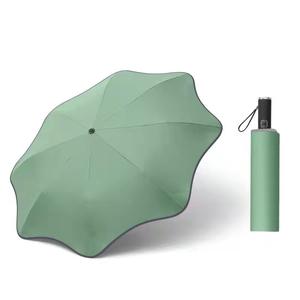 <span class=keywords><strong>Parapluie</strong></span> pliant 3 sections personnalisé en gros, imperméable, coupe-vent, ouverture automatique, coins arrondis, protection solaire pour femmes - Product Image 3