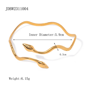 Bracelet de mode serpent rétro en acier inoxydable et or 18 carats disponible en vrac - Product Image 2