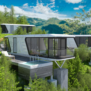 Casas de <span class=keywords><strong>piscina</strong></span> de cápsulas prefabricadas Salón de paredes de vidrio templado Low-E incorporado <span class=keywords><strong>para</strong></span> Villa Oficina Material de panel sándwich duradero - Product Image 4