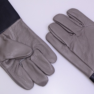 Gants <span class=keywords><strong>de</strong></span> protection spéciaux pour soudeurs, en cuir <span class=keywords><strong>de</strong></span> vachette, résistants aux hautes températures, en cuir véritable, couleur foncée, avec mousse - Product Image 2