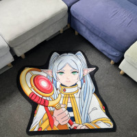 Tapis et moquette Frieren modernes en polyester, thème anime, adaptés aux animaux domestiques, lavables, antidérapants, écologiques, à poils plats épais pour salon