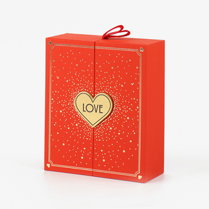 Collares de Joyería de Moda Reciclables, Caja de Regalo de Lujo con Forma de Corazón Rojo para el Día de la Madre, Embalaje de Papel con Doble Apertura, Personalizable - Product Image 2
