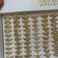 JXX Grosir Cincin Jari Wanita Vintage Lapis Emas Kuningan Murah Campuran untuk Perhiasan Pernikahan Pertunangan Grosir