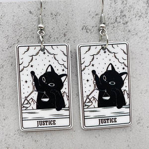 ファッションスクエアシェイプ漫画タロットカードアクリルイヤリングハロウィーン猫パターンイヤリングギフト用 - Product Image 6