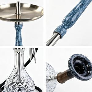 Ensemble de chicha moderne en verre, kit de fumage en acier inoxydable avec finition laquée et tuyau, idéal pour les cadeaux et les occasions sociales - Product Image 2